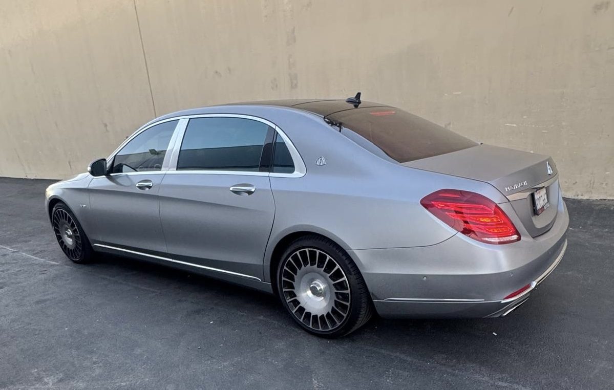 Silver Mercedes-Maybach S600 with privacy tint